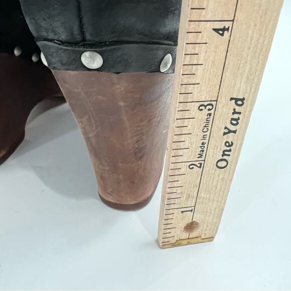 UGG Australia Carnegie Studded Wood Stacked Sheepskin Sherpa Black Booties Sz 7 - Picture 10 of 12